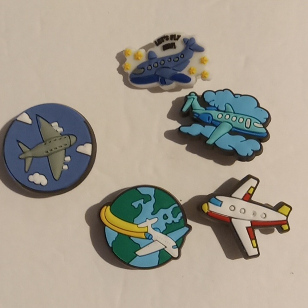 Airplane Croc Charms Set of 5 Aeronautical Jet Themed Jibbetz